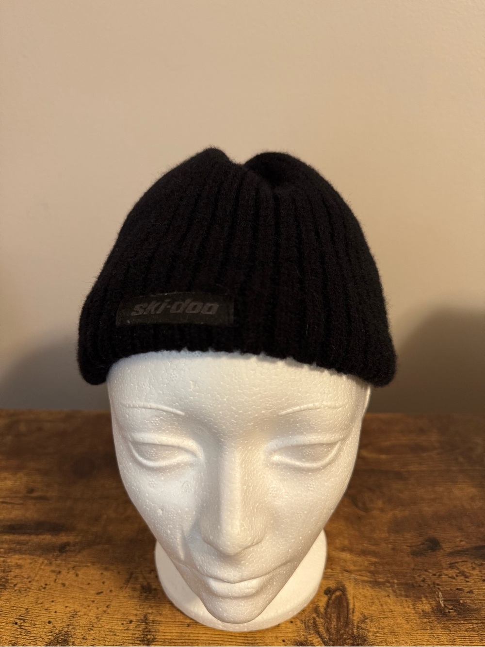 Ski-Doo Black 100% Merino Wool Ribbed Knit Beanie